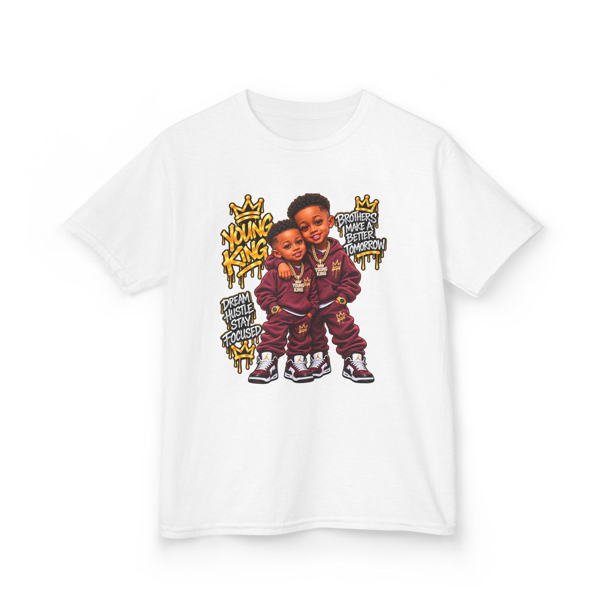 Kids Tee — 'Young Kings' Cartoon Sibling Streetwear Graphic Shirt