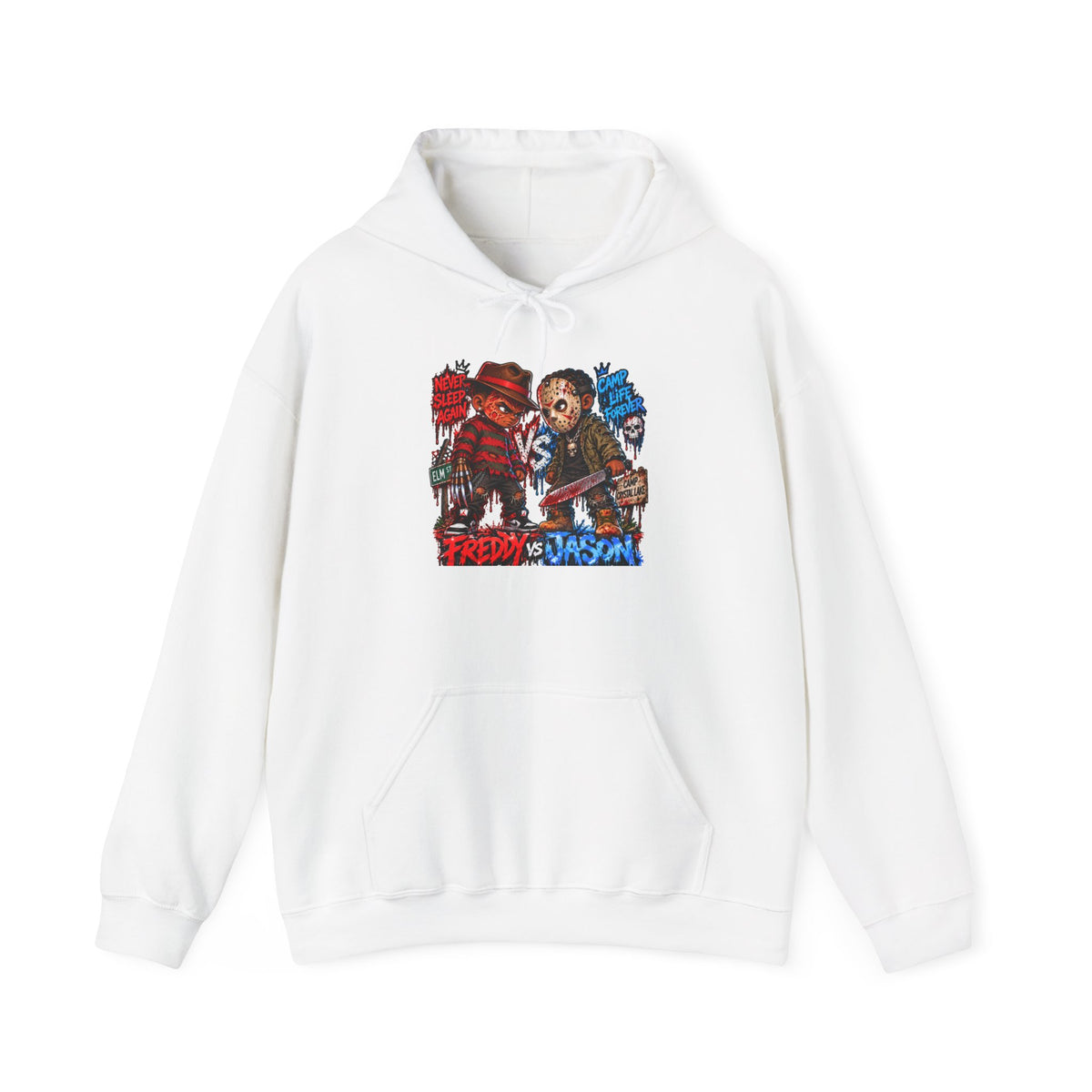 Freddy vs Jason Horror Movie Hoodie – Retro Slasher Graphic Pullover