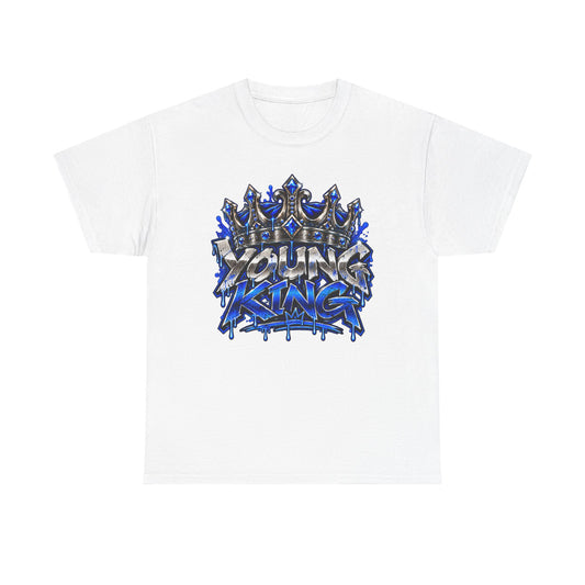 Young King Graphic Tee — Blue Crown Streetwear T‑Shirt
