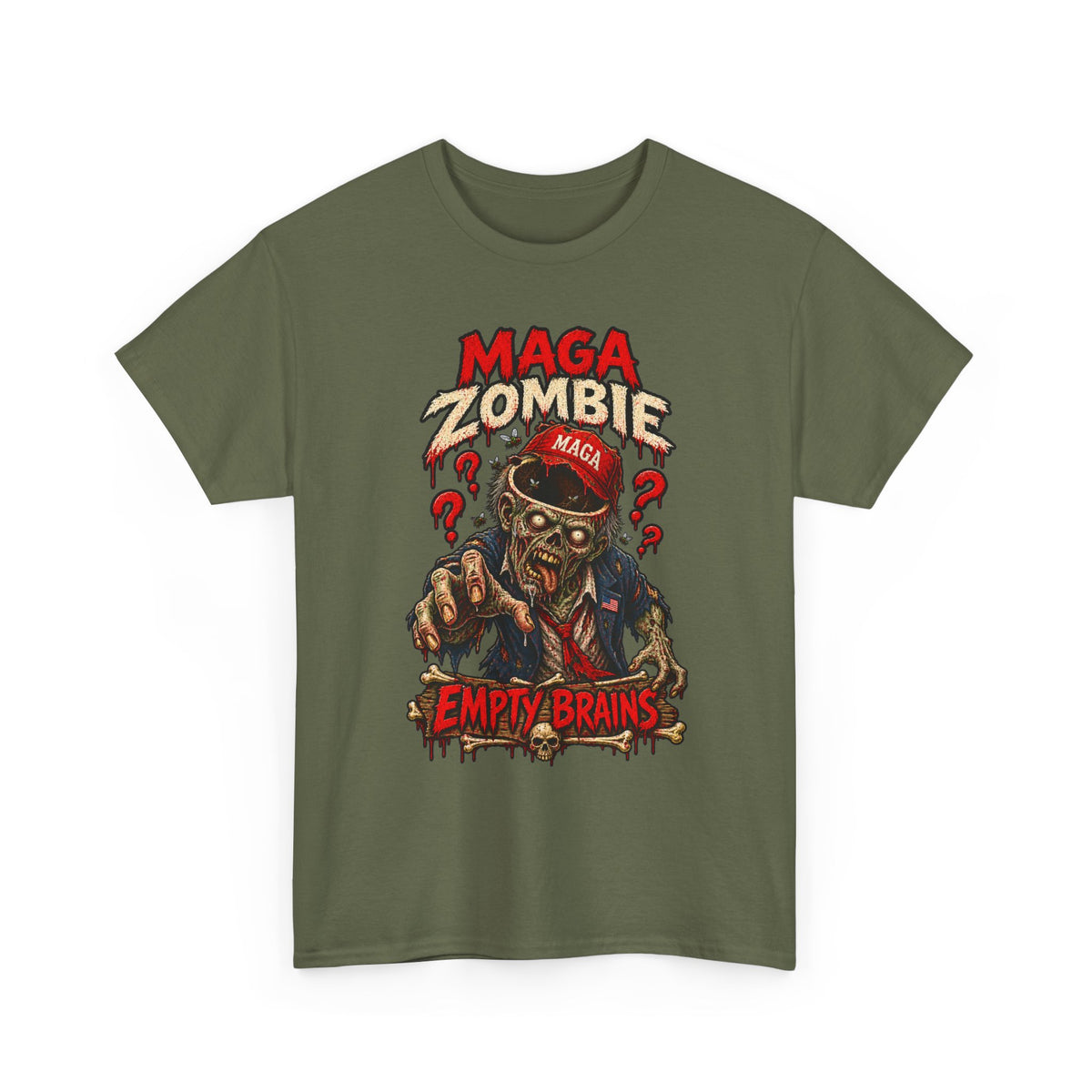MAGA Zombie T‑Shirt - "Empty Brains" Political Satire Tee Halloween Tee