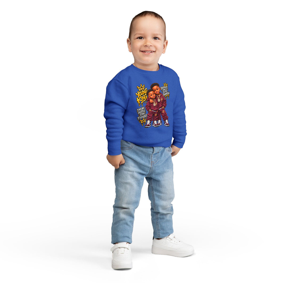 Toddler Sweatshirt - Young Kings Graphic Crewneck (Matching Sibling Outfit)