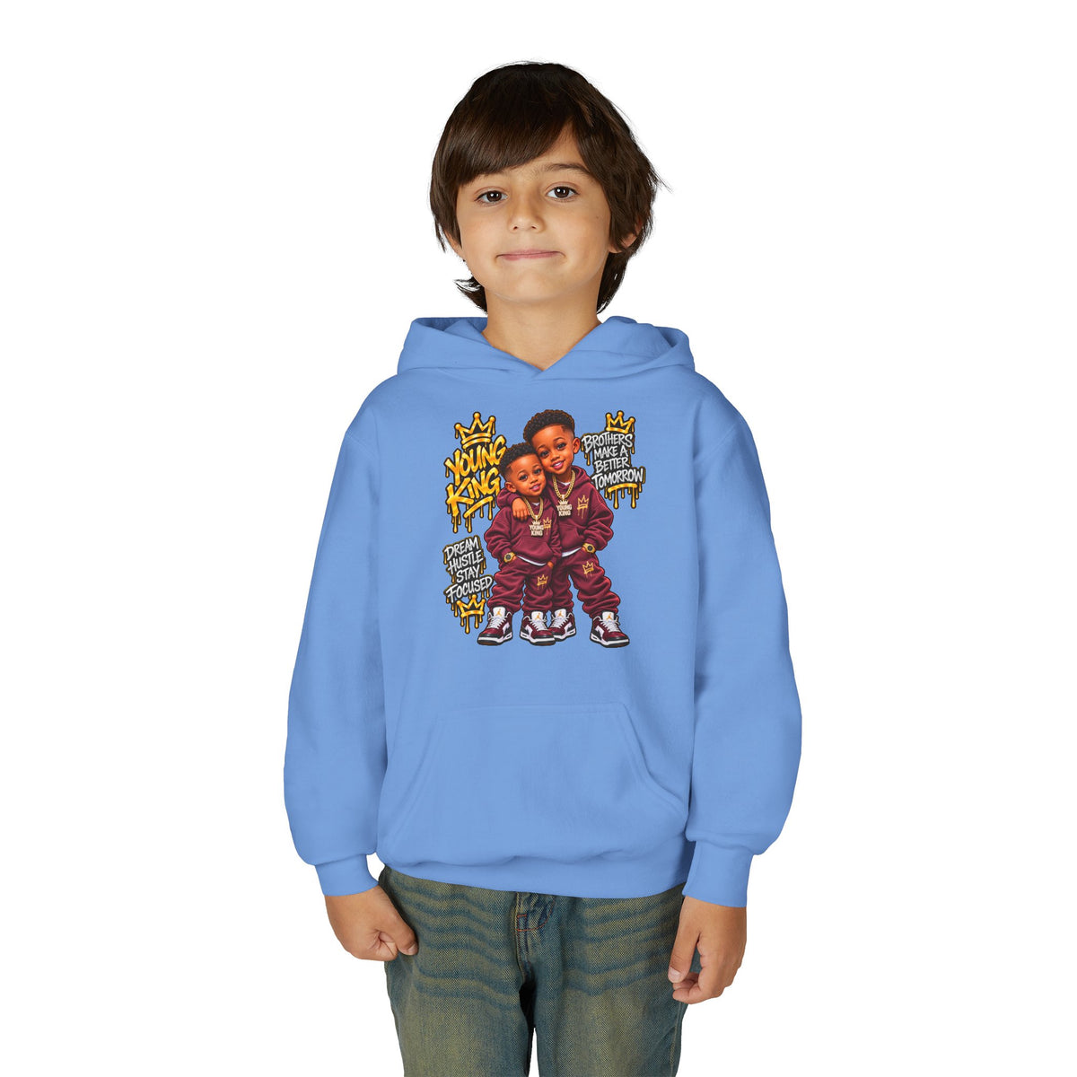 Kids' Hoodie - 'Young King & Queen' Matching Sibling Graphic Hoodie