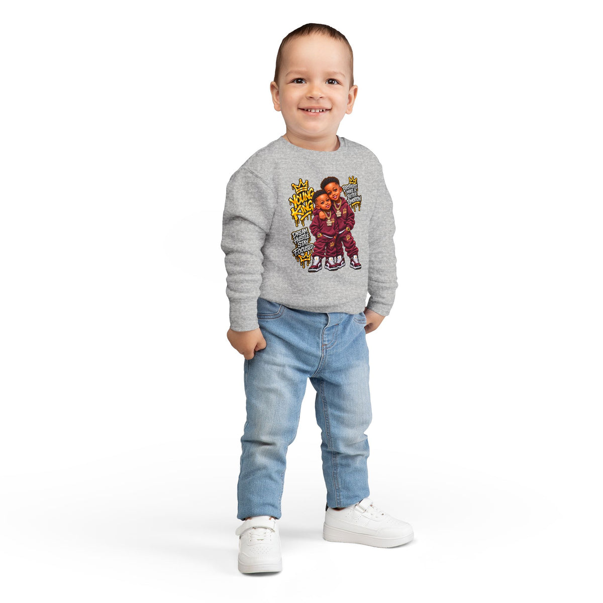 Toddler Sweatshirt - Young Kings Graphic Crewneck (Matching Sibling Outfit)